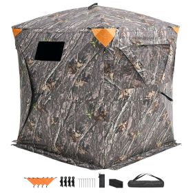 Hunting Blind, 270° See Through Ground Blind, 2-3 Person Pop Up Deer Blind for Hunting with Carrying Bag, Portable Resilient Hunting Tent (Item Size: 58 in, Product Classification: Window + Mesh)